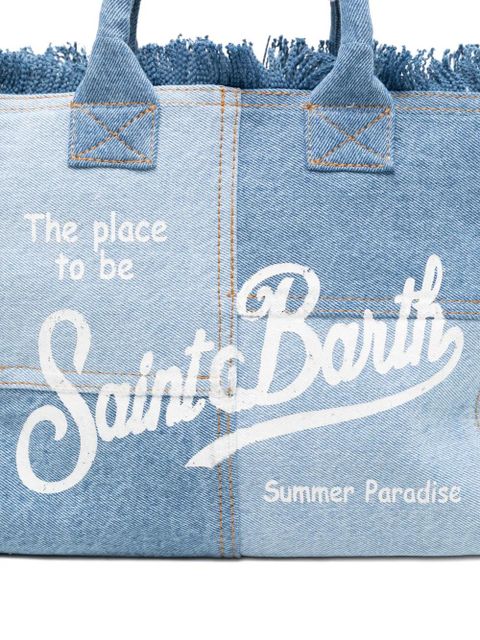 MC2 Saint Barth Colette fringed patchwork tote bag - Blue