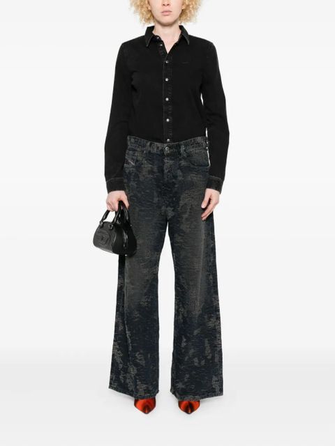 Diesel frayed-embellishment five-pocket jeans - Black