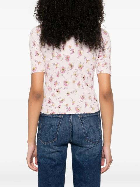 TWINSET floral-print ribbed T-shirt - Pink