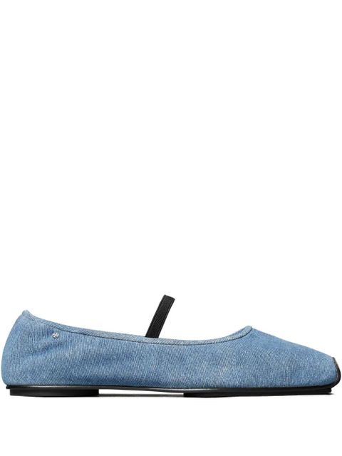 Tory Burch denim elastic-strap ballet flats - Blue - zdjęcie produktu nr 1
