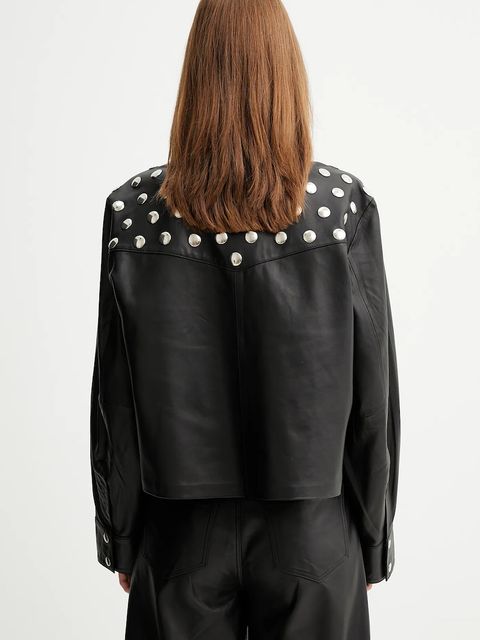 Gestuz kurtka skórzana kolor czarny przejściowa 10910464