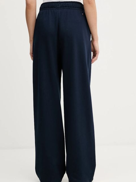 Tommy Hilfiger spodnie dresowe bawełniane damskie kolor granatowy z aplikacją WW0WW48784