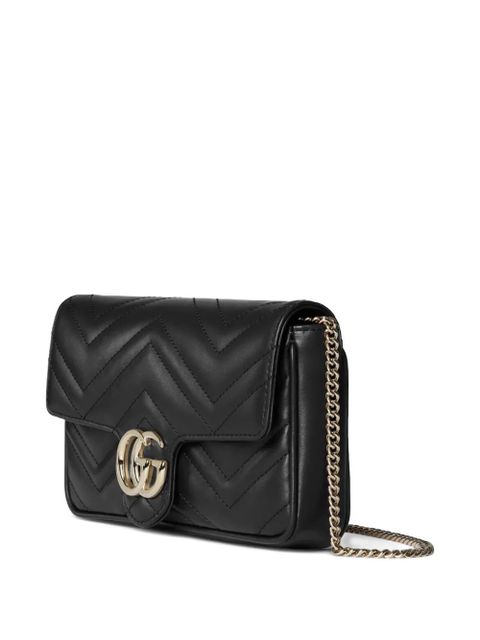 Gucci small GG Marmont chevron chain shoulder bag - Black