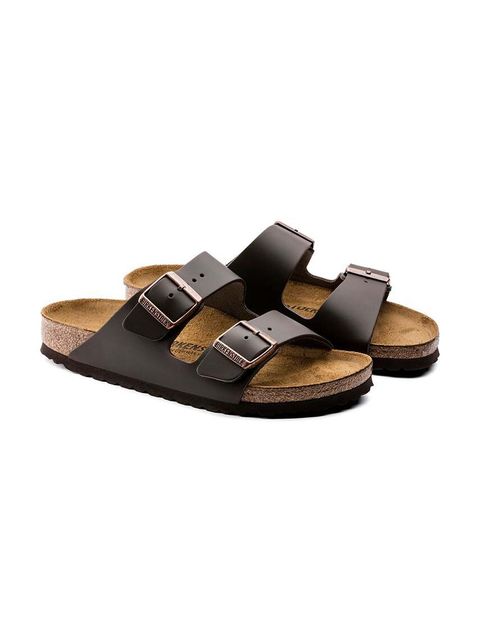 Birkenstock klapki skórzane Arizona damskie kolor brązowy 51103