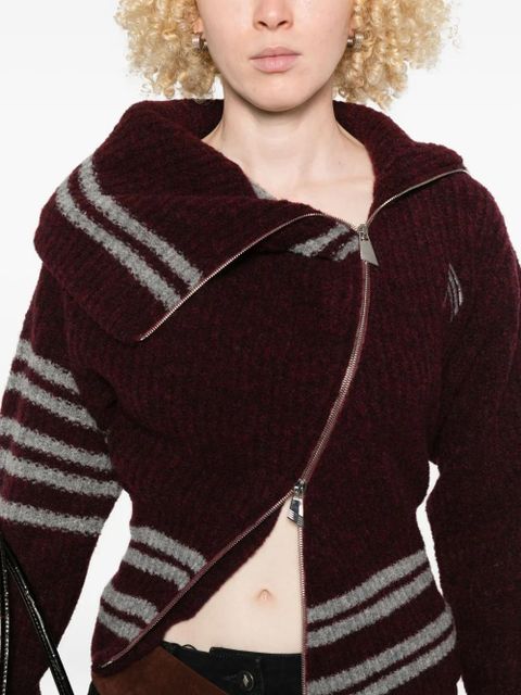 The Attico striped zip-front cardigan - Red