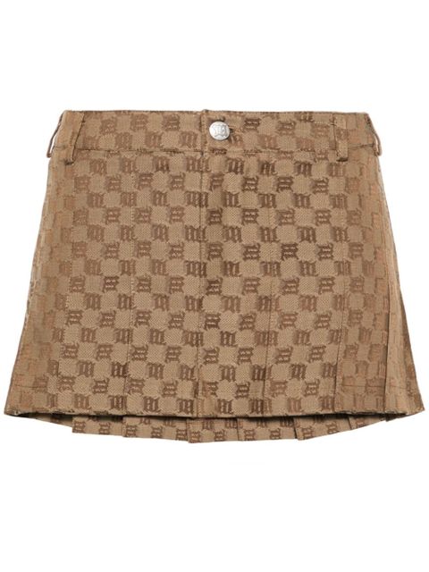 MISBHV monogram-jacquard pleated miniskirt - Brown