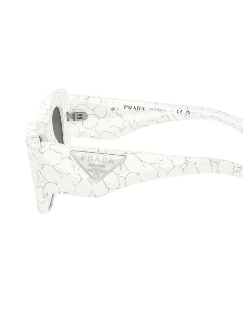 Prada Eyewear marble-print rectangular-frame sunglasses - White