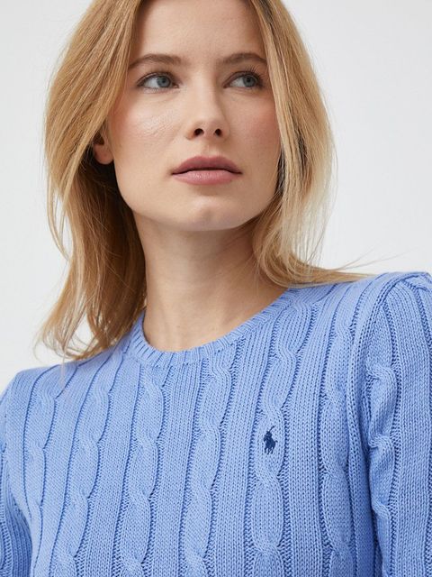 Polo Ralph Lauren sweter bawełniany kolor fioletowy