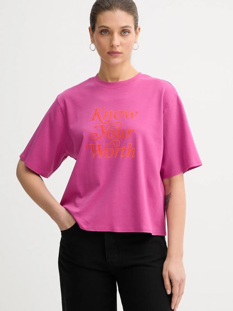 United Colors of Benetton t-shirt bawełniany damski kolor różowy 3DCJD10B9 - zdjęcie produktu nr 1