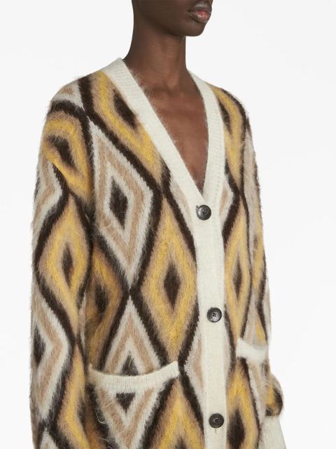 ETRO diamond-print brushed-effect cardi-coat - Neutrals