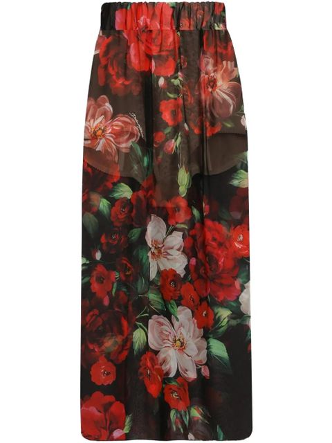 Dolce & Gabbana floral-print midi skirt - Black - zdjęcie produktu nr 1