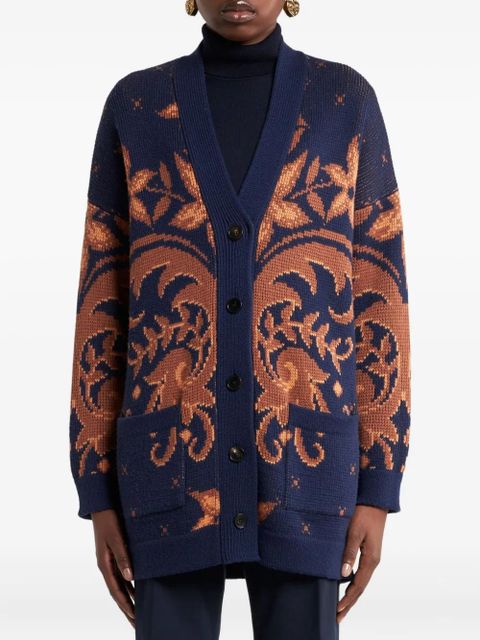 ETRO wool jacquard cardigan - Blue