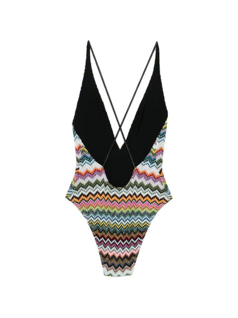 Missoni chevron V-neck swimsuit - Black - zdjęcie produktu nr 2
