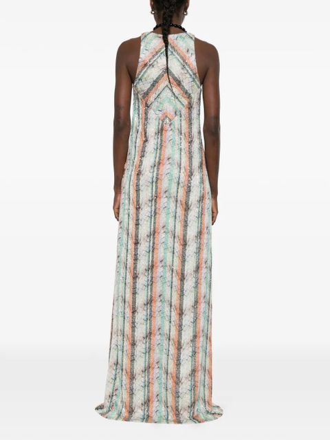 Missoni striped-pattern V-neck maxi dress - Green