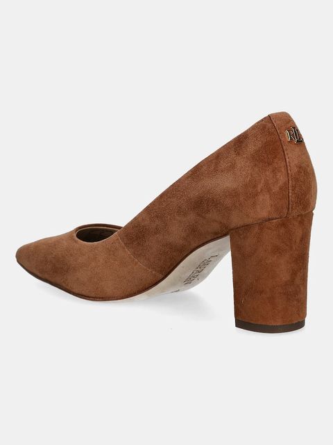 Lauren Ralph Lauren czółenka zamszowe Lanette Blkh kolor brązowy na słupku 802967743002