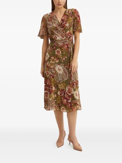 Lauren Ralph Lauren floral-print wrap midi dress - Green - zdjęcie produktu nr 1
