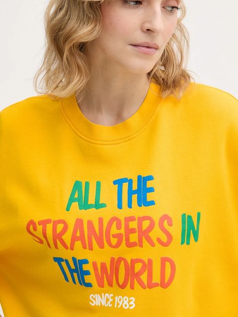United Colors of Benetton bluza bawełniana dziecięca x Stranger Things damska kolor żółty wzorzysta 33NVD10BB