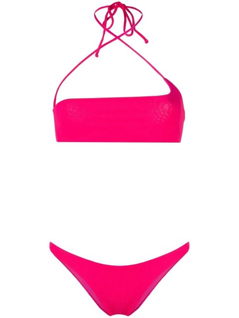The Attico ribbed halterneck bandeau bikini - Pink - zdjęcie produktu nr 1