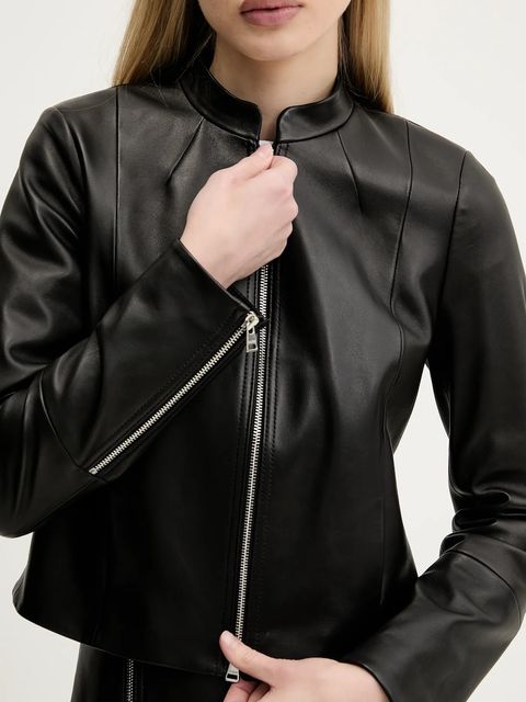 HUGO kurtka skórzana kolor czarny przejściowa 50541262