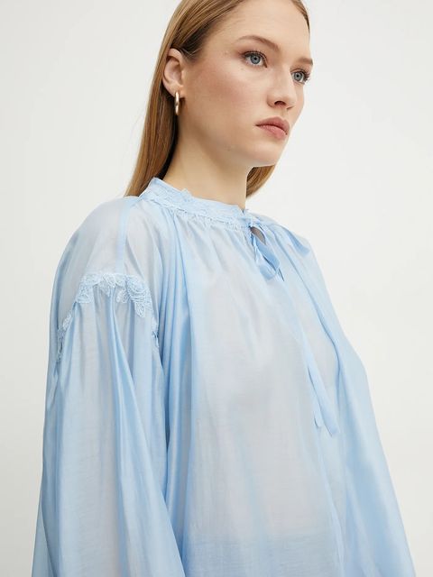 ERMANNO Firenze bluzka damska kolor niebieski gładka 56TK021ES3