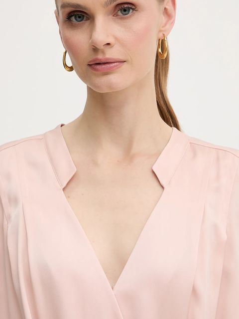 BOSS bluzka jedwabna damska kolor fioletowy gładka 50548238