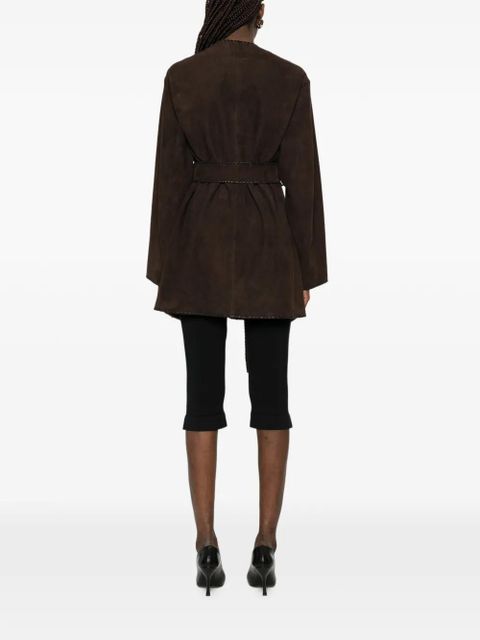 Nour Hammour Anika suede tie-waist jacket - Brown
