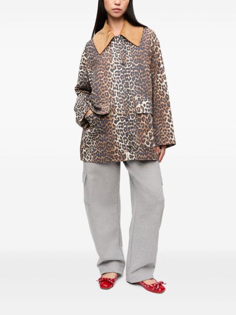 GANNI leopard-print bomber jacket - Brown
