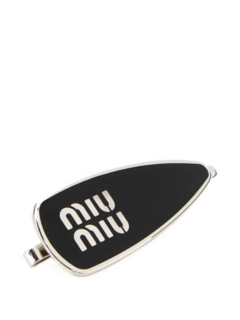 Miu Miu logo-embossed hair clip - Black