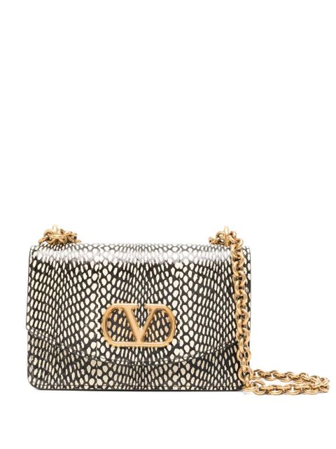 Valentino Garavani logo-plaque snakeskin shoulder bag - Black - zdjęcie produktu nr 1