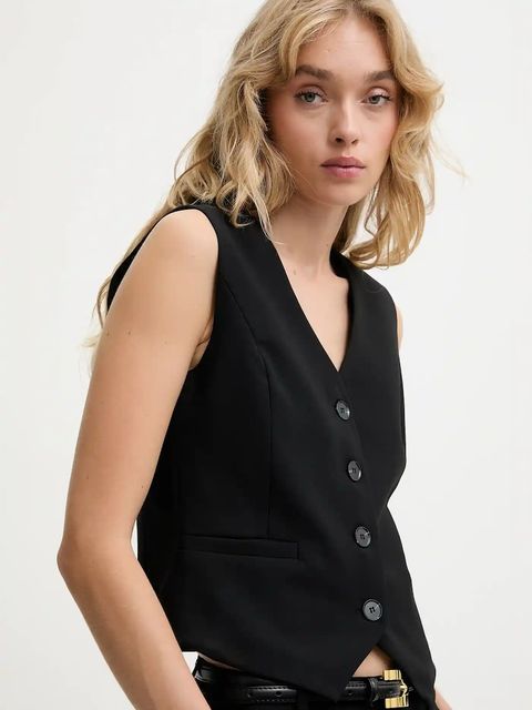 Answear.LAB kamizelka kolor czarny jednorzędowa