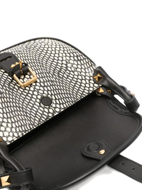 Valentino Garavani signature Rockstud embellishment animal-print cross body bag - Black