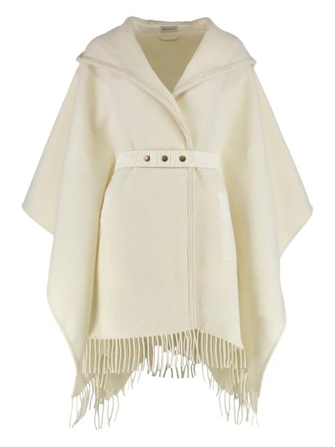 Moncler hooded fringed belt cape - Neutrals - zdjęcie produktu nr 1