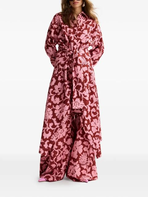 Essentiel Antwerp floral-print tie-waist shirt dress - Brown - zdjęcie produktu nr 2