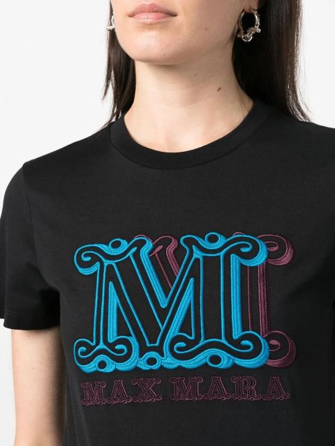 Max Mara logo-embroidered cotton T-shirt - Black