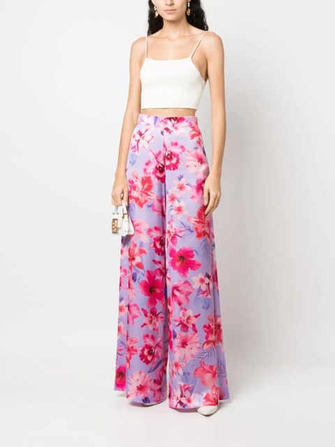 PINKO floral-print high-waisted palazzo pants - Purple - zdjęcie produktu nr 2