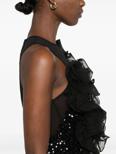 ROTATE BIRGER CHRISTENSEN ruffled-detailing sequinned midi dress - Black