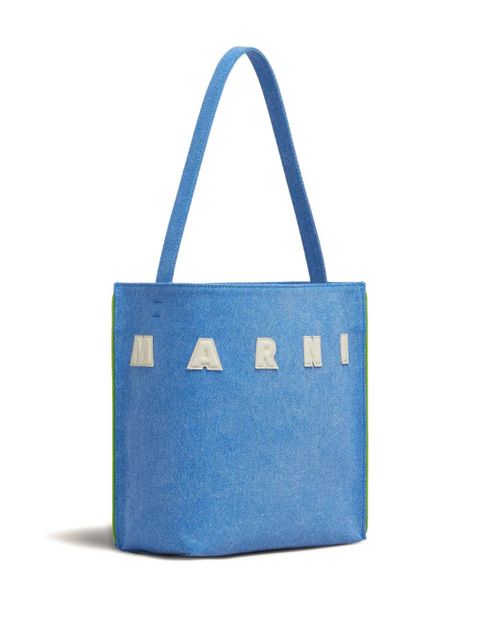 Marni Museo logo-patch tote bag - Blue