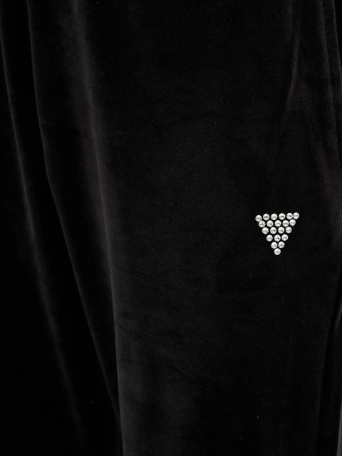 Guess spodnie dresowe welurowe COUTURE damskie kolor czarny gładkie V3BB27 K0232