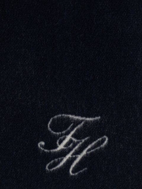 Tommy Hilfiger szalik wełniany damski kolor granatowy gładki AW0AW18222