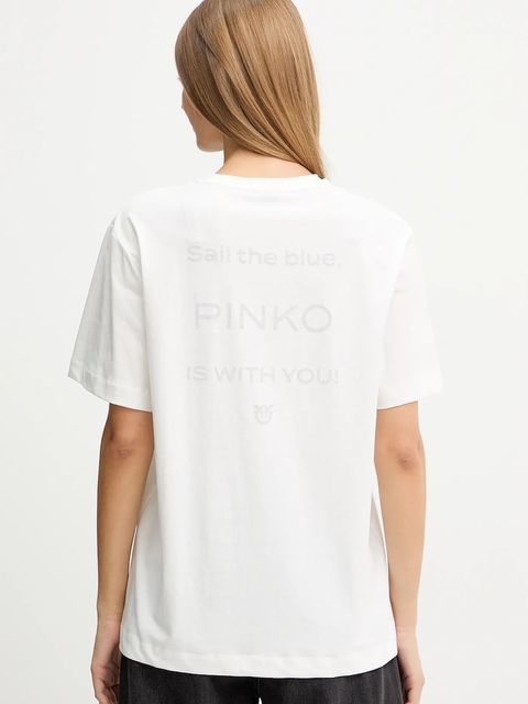 Pinko t-shirt bawełniany damski kolor biały 105526 A2S1 - zdjęcie produktu nr 2