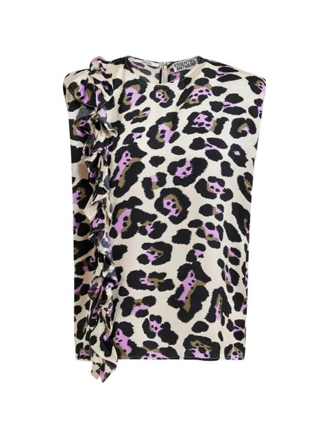Essentiel Antwerp ruffle-detail leopard-print blouse - Neutrals - zdjęcie produktu nr 1