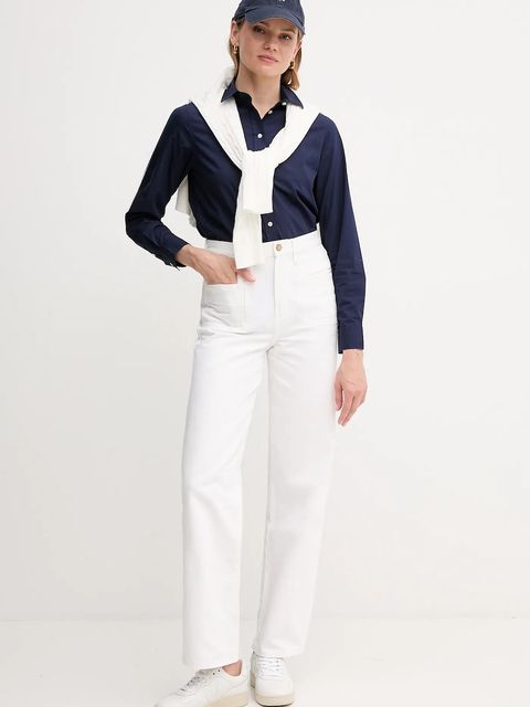 Gant koszula bawełniana damska kolor granatowy regular z kołnierzykiem klasycznym 4300348