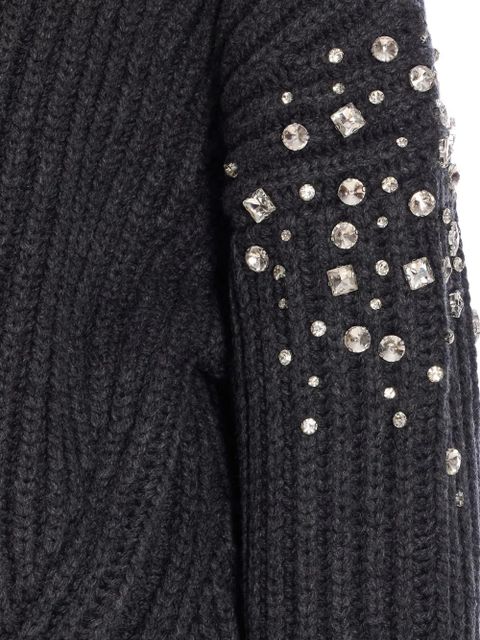 PINKO crystal-embellished ribbed cardigan - Grey