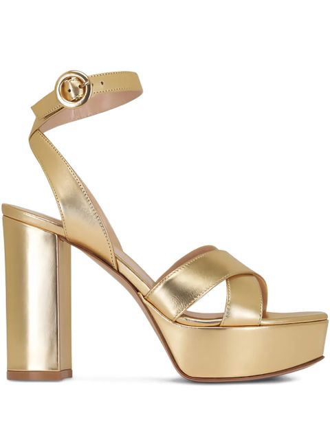 Gianvito Rossi cross-over platform sandals - Gold - zdjęcie produktu nr 1