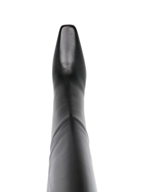 Saint Laurent square toe leather boots - Black