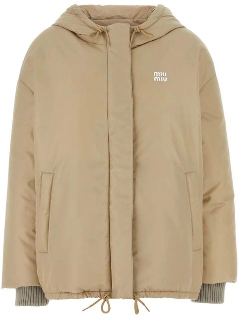 Miu Miu hooded down jacket - Neutrals - zdjęcie produktu nr 1