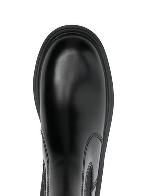 Maje leather platform boots - Black