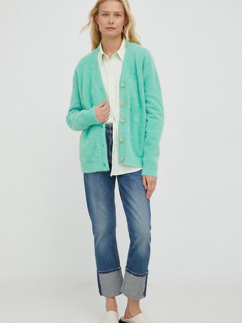 Levi's koszula damska kolor zielony regular z kołnierzykiem klasycznym