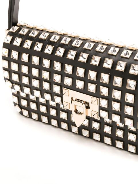 Valentino Garavani Rockstud E/W leather shoulder bag - Black