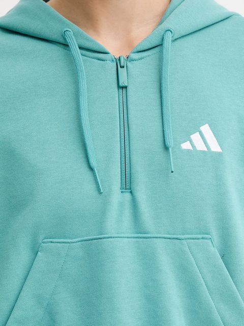 adidas bluza 3-Stripes damska kolor zielony z kapturem wzorzysta JX7677 - zdjęcie produktu nr 2